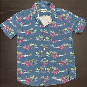 Tipsy Elves Dinosaur Tropical Button Up Shirt | Party Shirt | Large